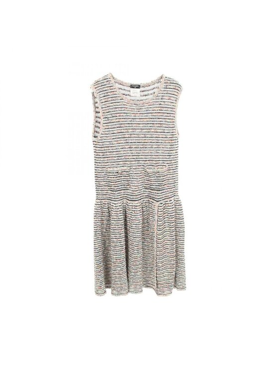 Chanel Dresses & Skirts - Chanel Dress Sleeveless Border White Multi Color Rayon Cotton